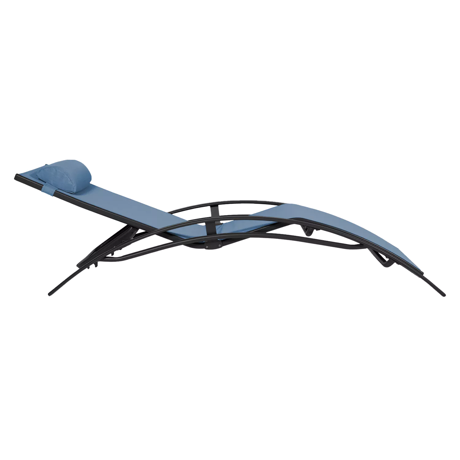 Lot de 2 transats GALAPAGOS en textilène bleu gris - aluminium gris anthracite