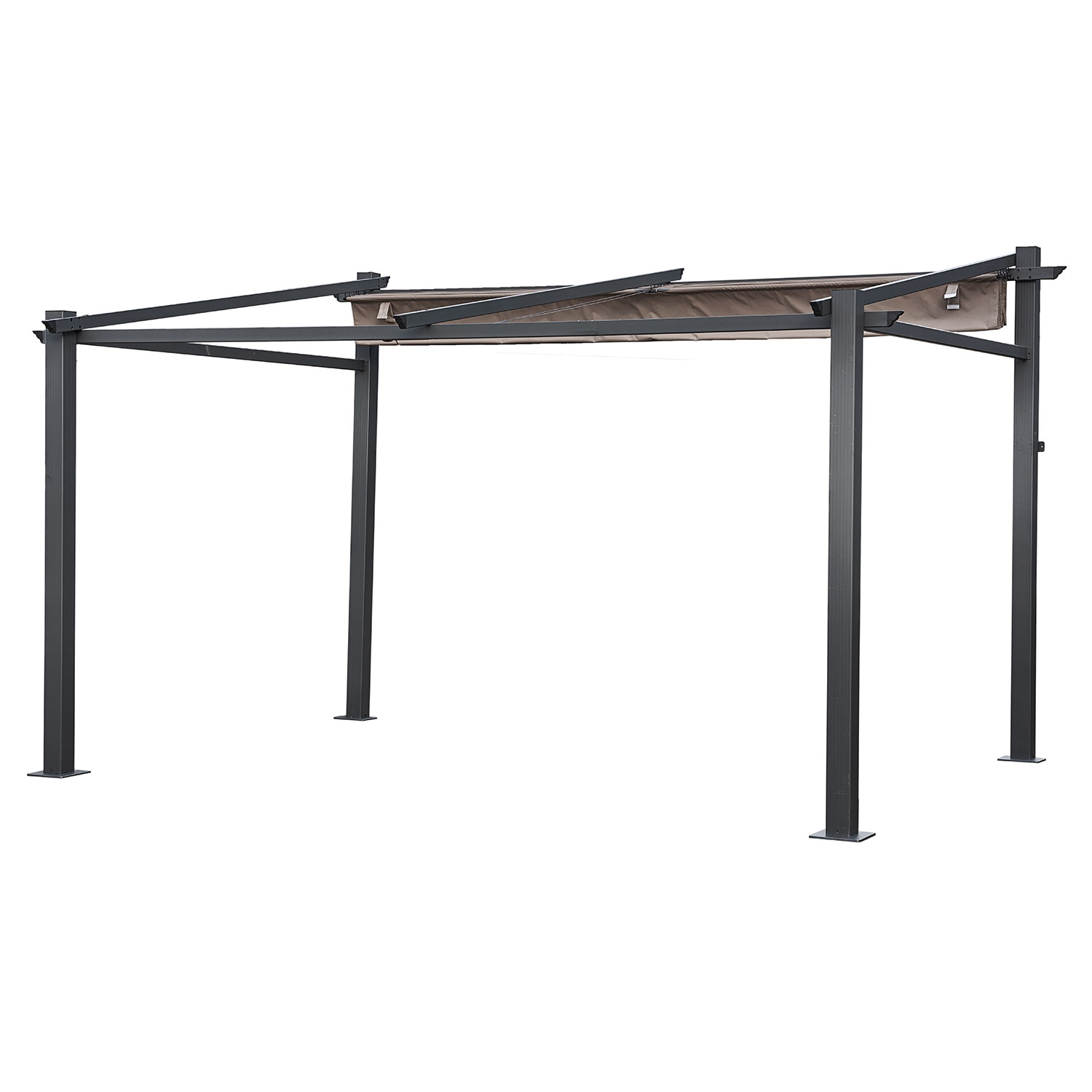 Pergola a parete 3 × 4 m FRÉJUS taupe - struttura in alluminio