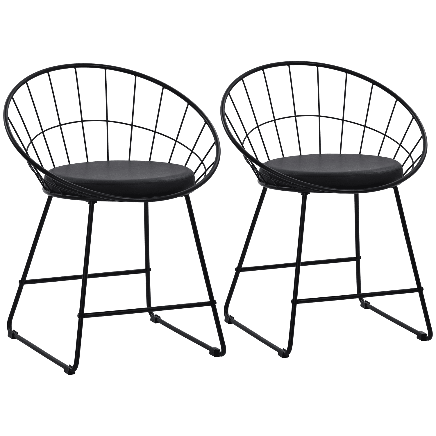 Pack de 2 sillas de metal negro y cojín negro ALEX