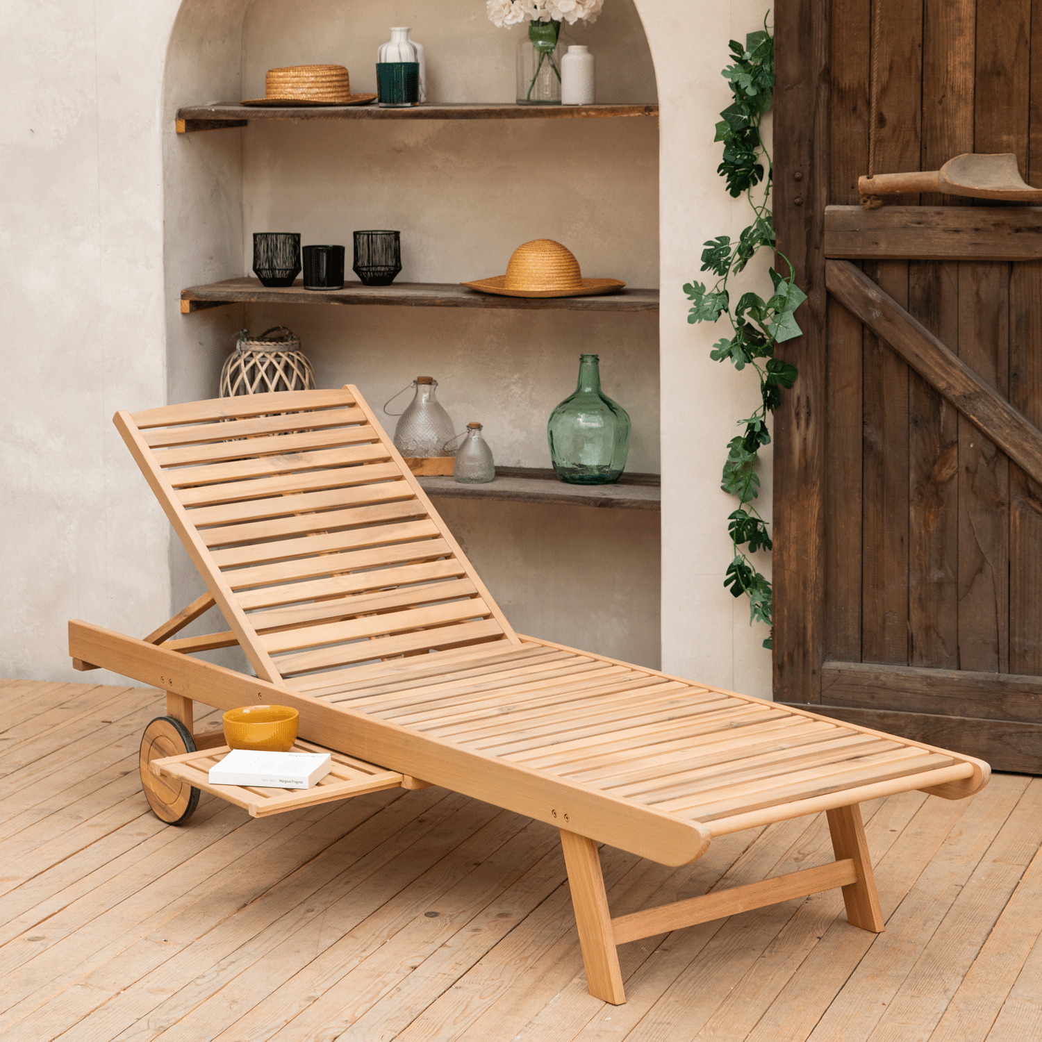 Bain de soleil pliant en acacia KANAWA