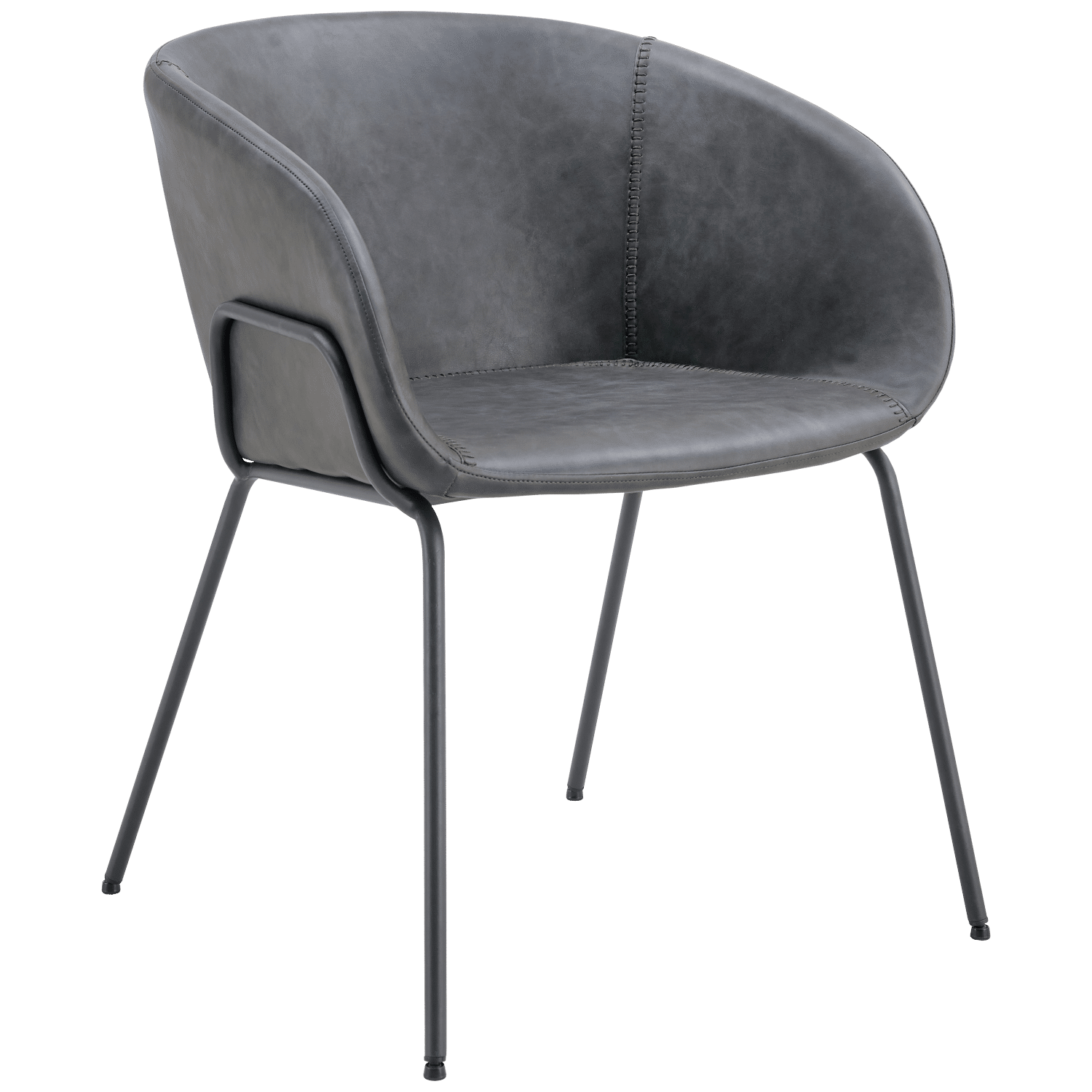 Lot de 2 fauteuils en simili gris foncé ANDRÉ