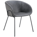 Lot de 2 fauteuils en simili gris foncé ANDRÉ