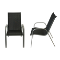 Conjunto de 8 cadeiras MARBELLA em textilene preto - alumínio cinzento