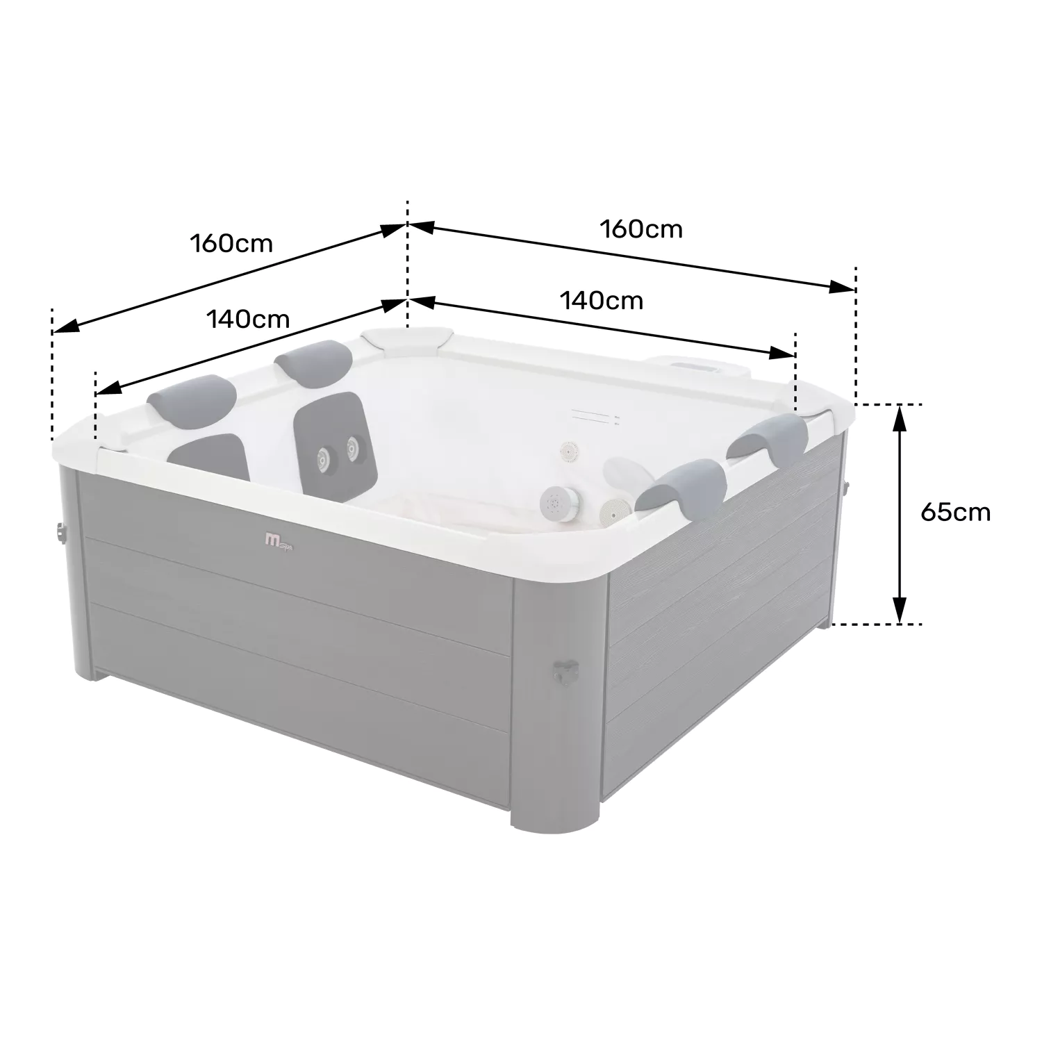 MSPA - Spa rigide connecté carré 160cm OSLO - 6 places