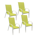 Conjunto de 4 cadeiras MARBELLA em textilene verde - alumínio branco