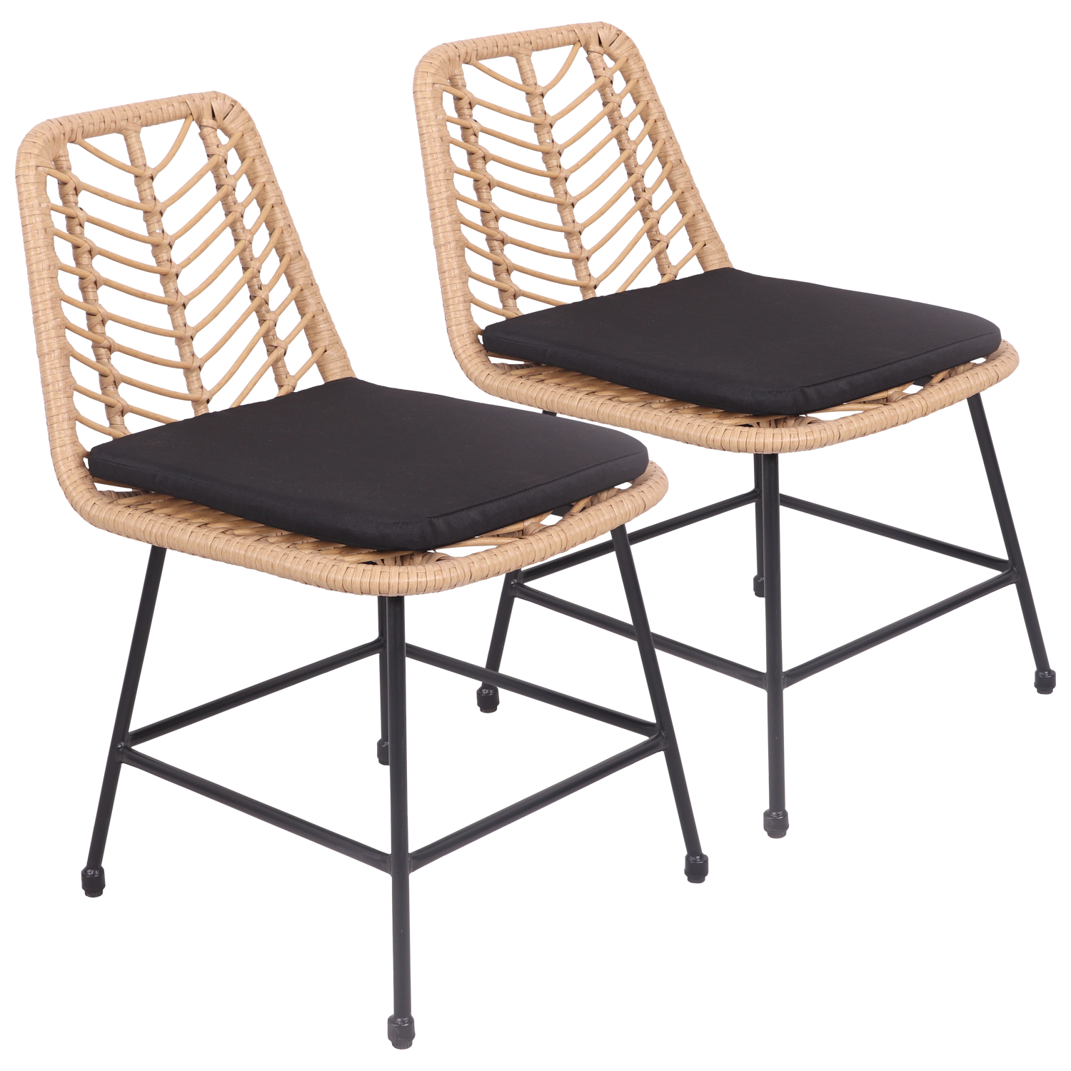 Set aus 2 Stühlen aus synthetischem Rattan mit Kissen OKA