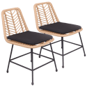 Set van 2 kunststof rotan stoelen met kussens OKA