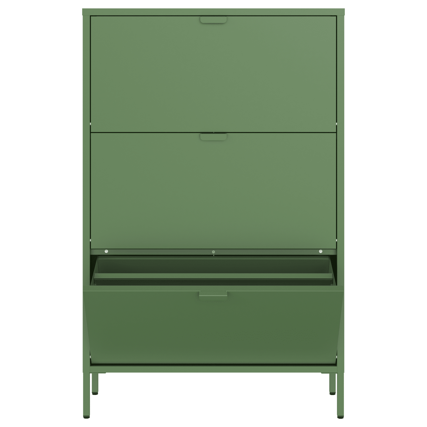 Mueble zapatero de metal verde caqui de 3 puertas MARION