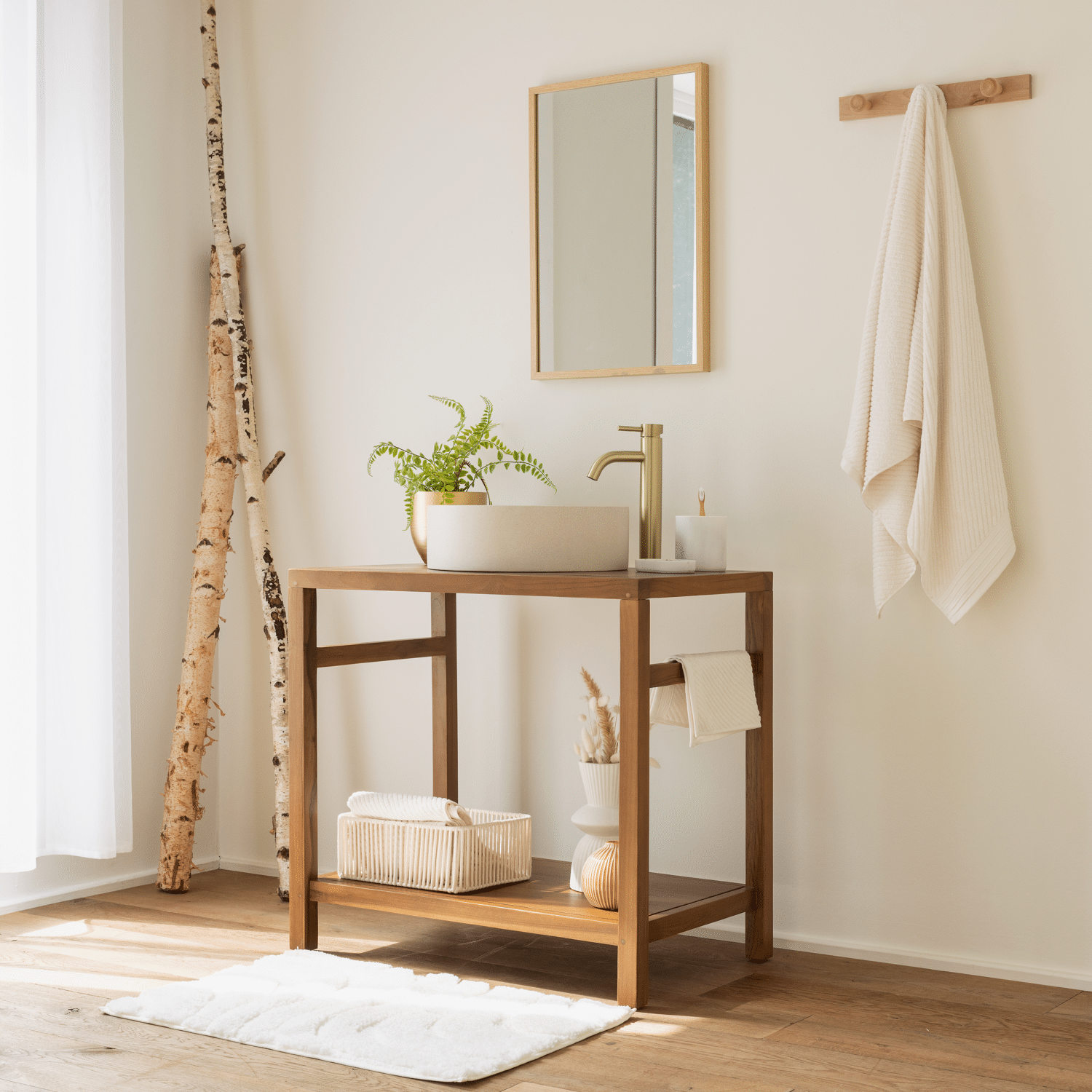 Meuble sous vasque en teck massif 80cm DEWI