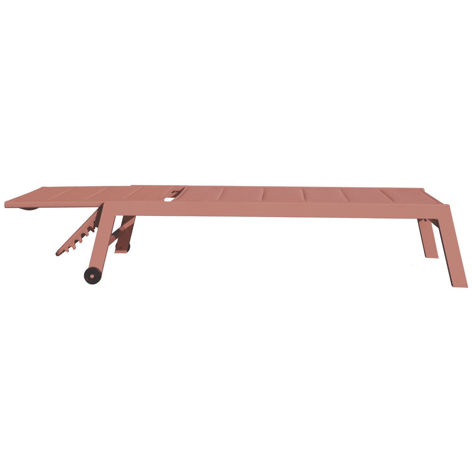 Conjunto de tumbona y mesa auxiliar BARBADOS de textileno terracota - aluminio terracota
