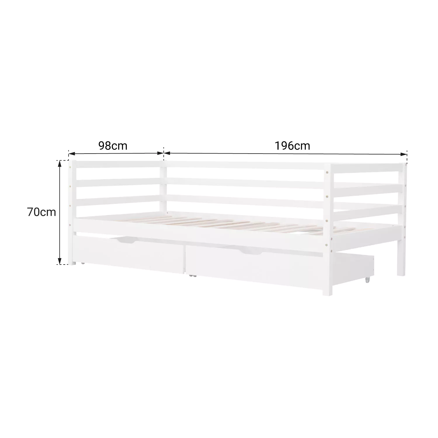 Lit banquette pour enfant 190x90cm avec tiroirs JULES