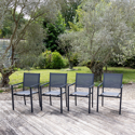 Satz von 4 Stühlen aus anthrazitfarbenem Aluminium - graues Textilene
