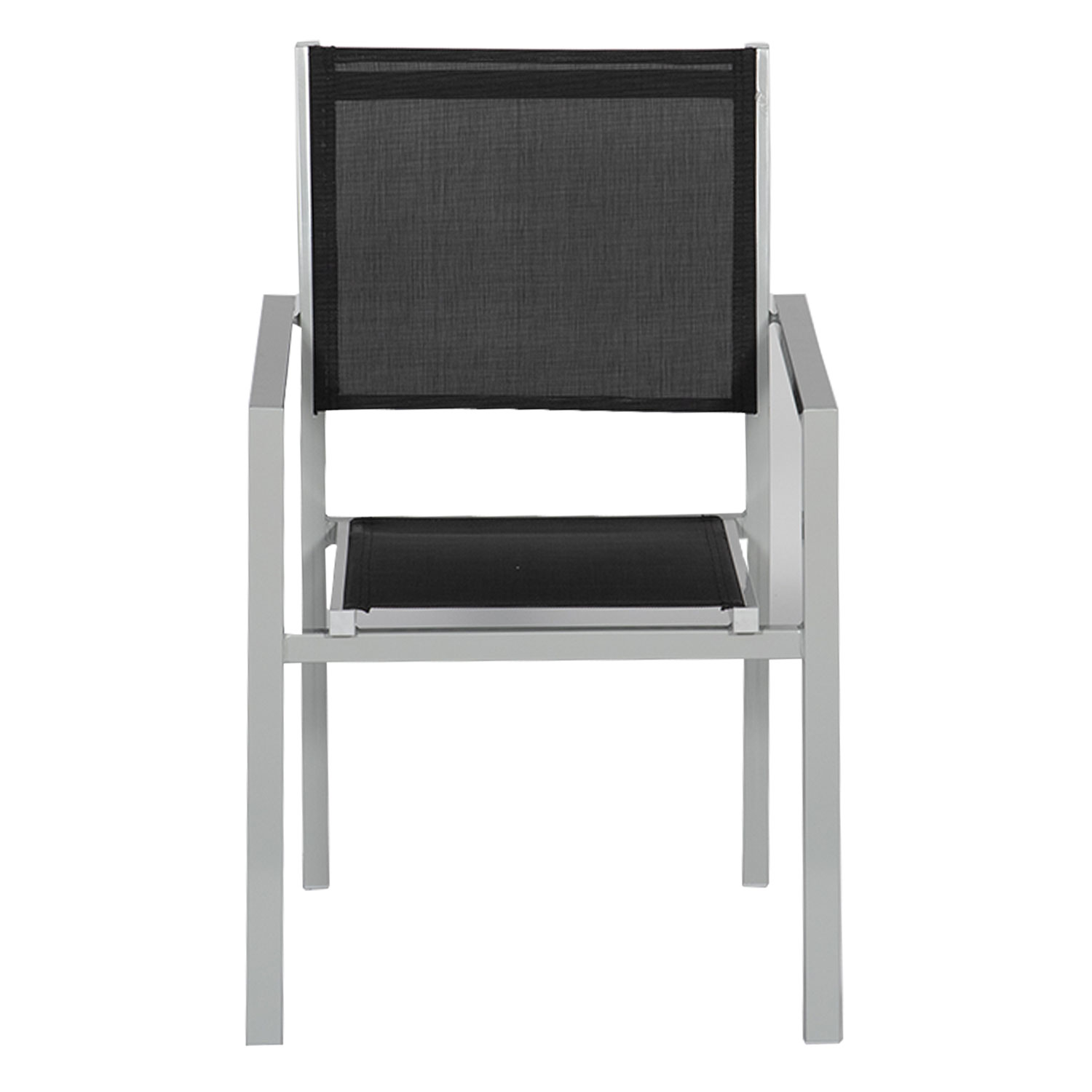 Set van 6 grijze aluminium stoelen - zwart textilene