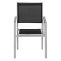 Set di 4 sedie in alluminio grigio - textilene nero