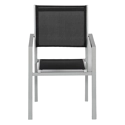 Set van 10 grijze aluminium stoelen - zwart textilene