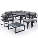 Set di mobili da giardino modulari IBIZA in tessuto grigio con 7 sedute - alluminio antracite