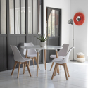 MARTHA 120cm ronde tafel en 4 NORA stoelen wit