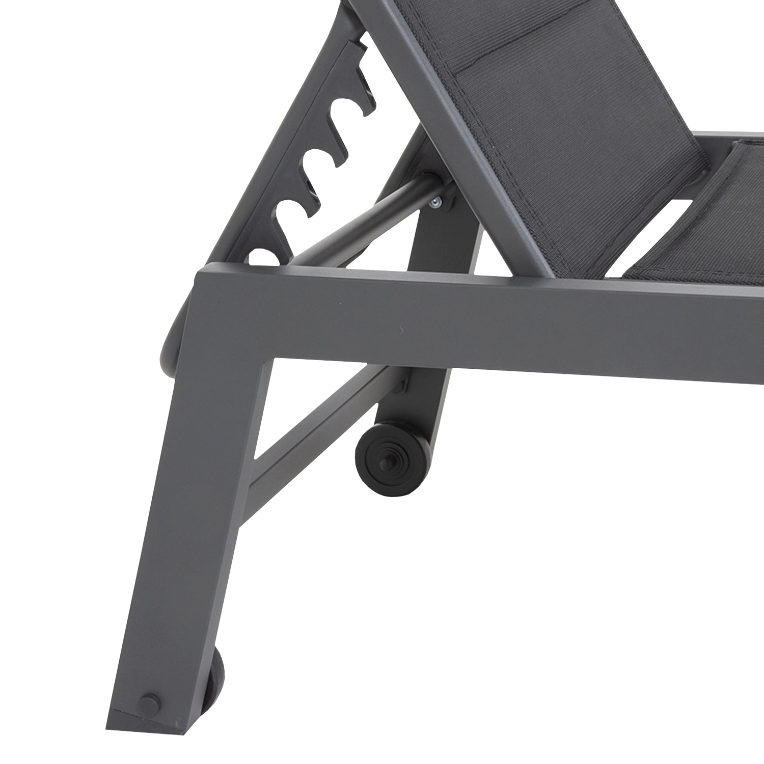 Set van 2 BARBADOS ligstoelen en bijzettafel van zwart textilene - aluminium antracietgrijs