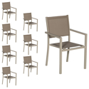 Set aus 8 Stühlen aus Aluminium in Taupe - Textilene in Taupe