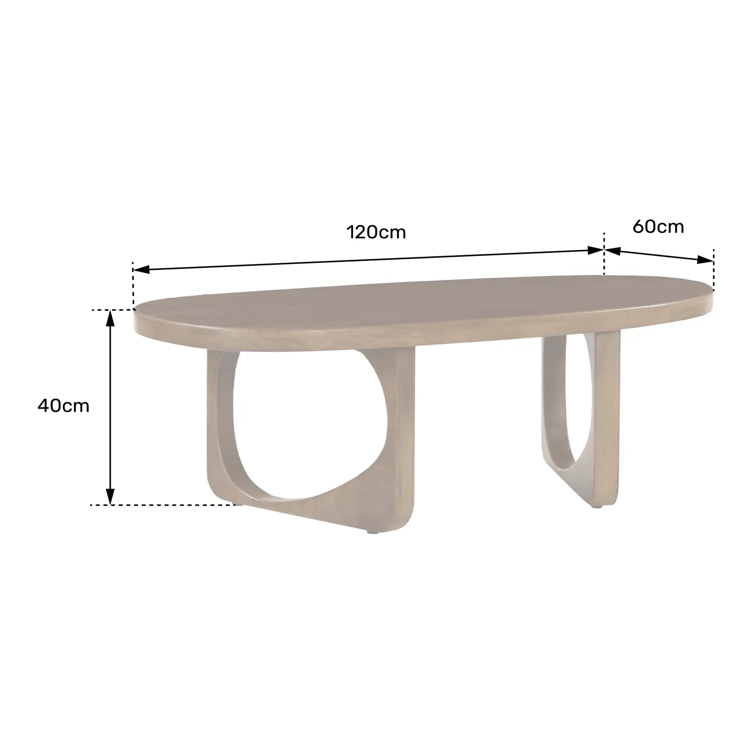 Mesa de centro em madeira maciça de manga tingida escura 120cm