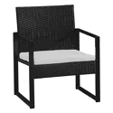 MAJORQUE tuinmeubelset in zwart gevlochten kunststof - ivoorkleurige kussens