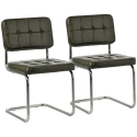 Lot de 2 chaises cantilever en simili vert kaki MARIA