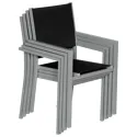 Salon de jardin extensible en textilène noir 8 places - aluminium gris