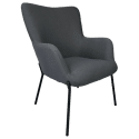 Fauteuil en tissu boucle gris avec repose-pieds EIRA