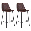 Lot de 2 tabourets de bar vintage LUCIEN marron - Hauteur d'assise 65cm