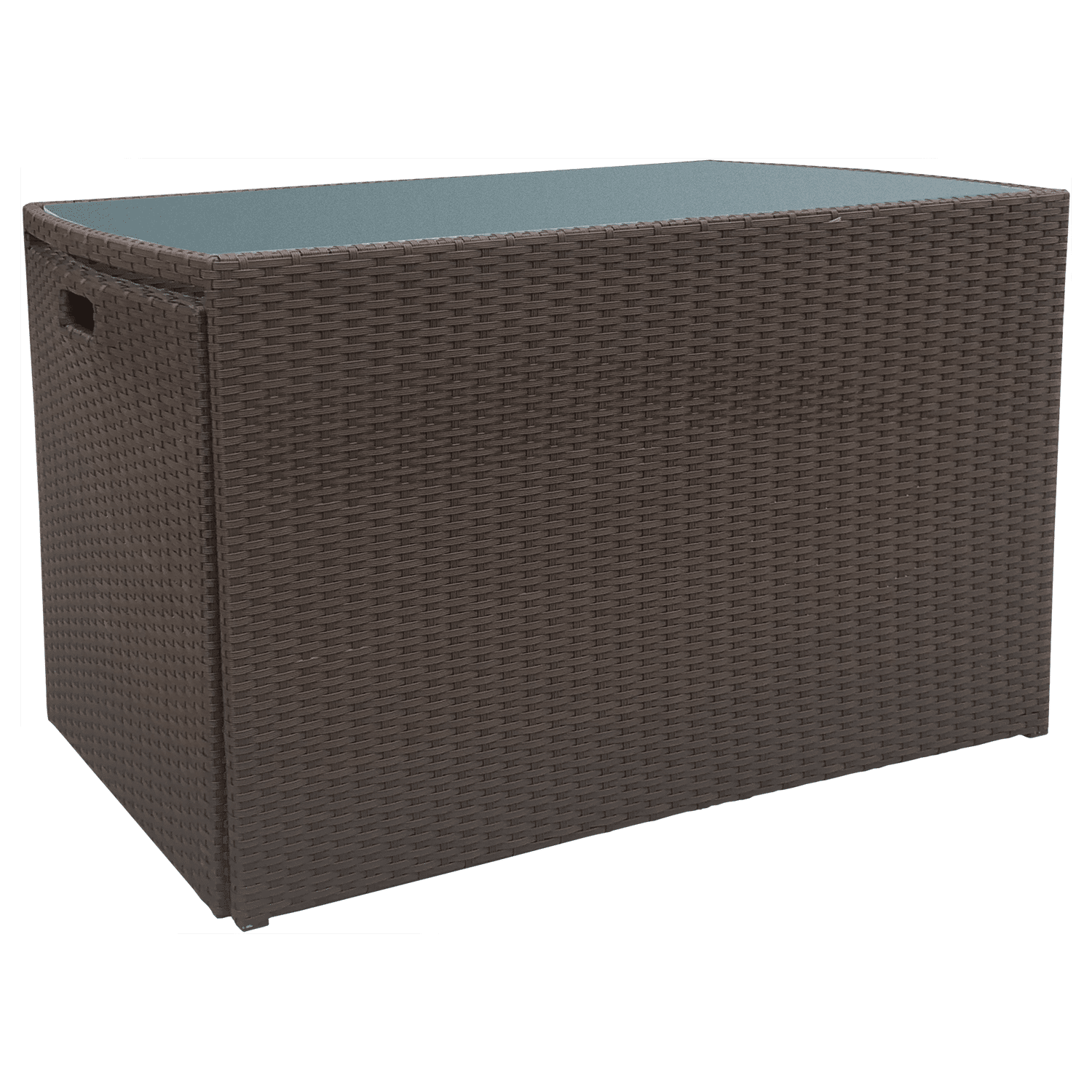 Salon de jardin encastrable SANTORIN en résine tressée marron 2 places - coussins ivoire