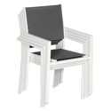 Set van 6 witte aluminium stoelen - grijs textilene