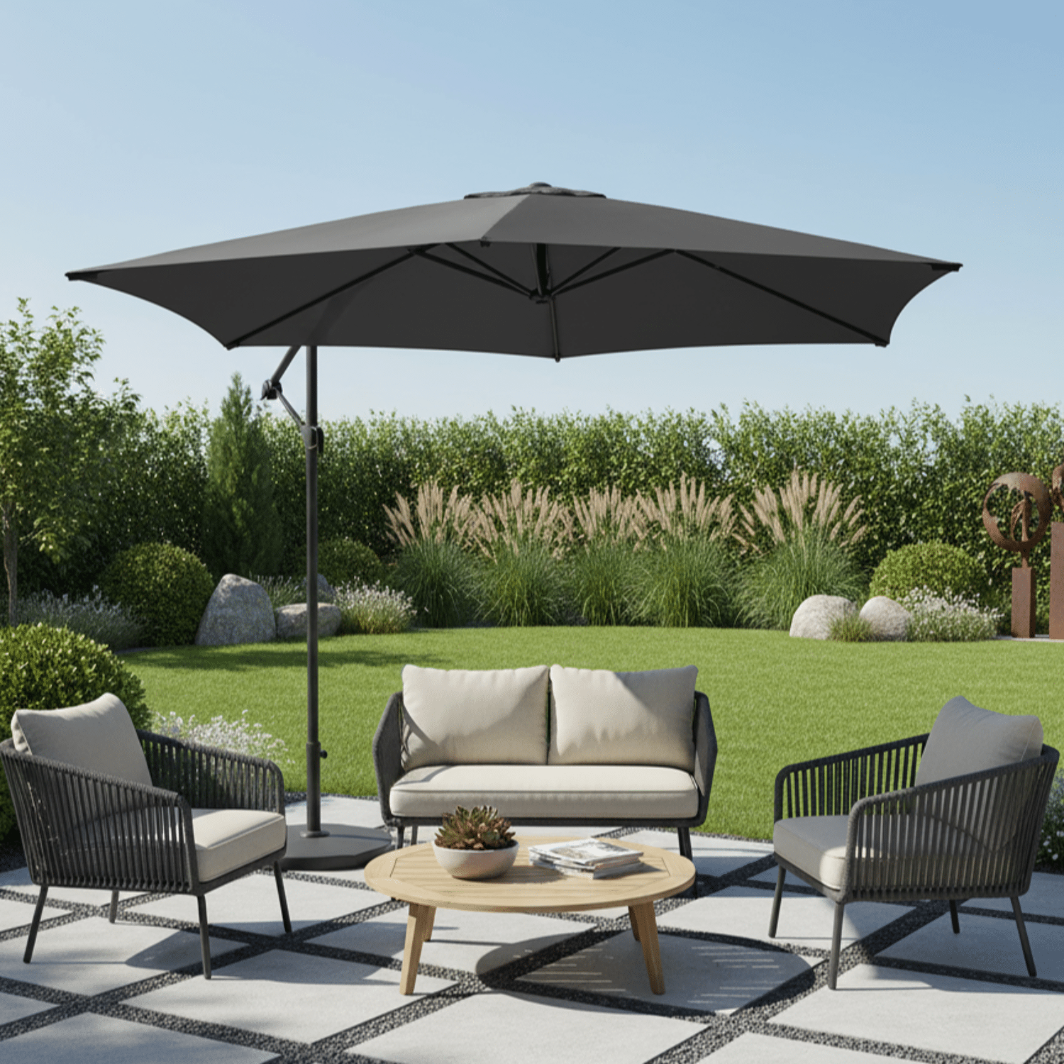 HAPUNA guarda-chuva redondo recto 2,70m de diâmetro cinzento