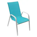 Lot de 6 chaises en textilène bleu - aluminium blanc