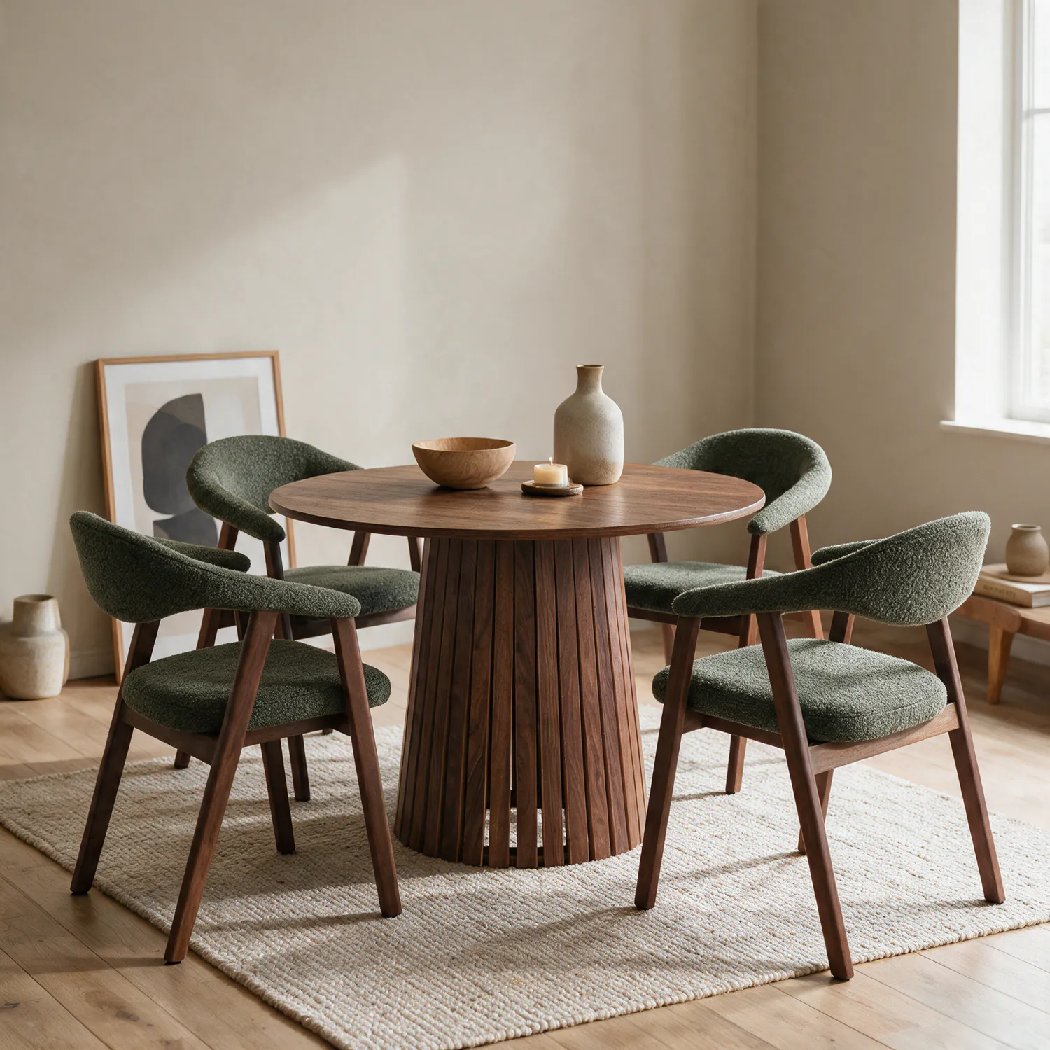 Table à manger ronde 110cm en bois foncé