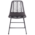 Lot de 2 chaises en rotin synthétique noires avec coussins OKA