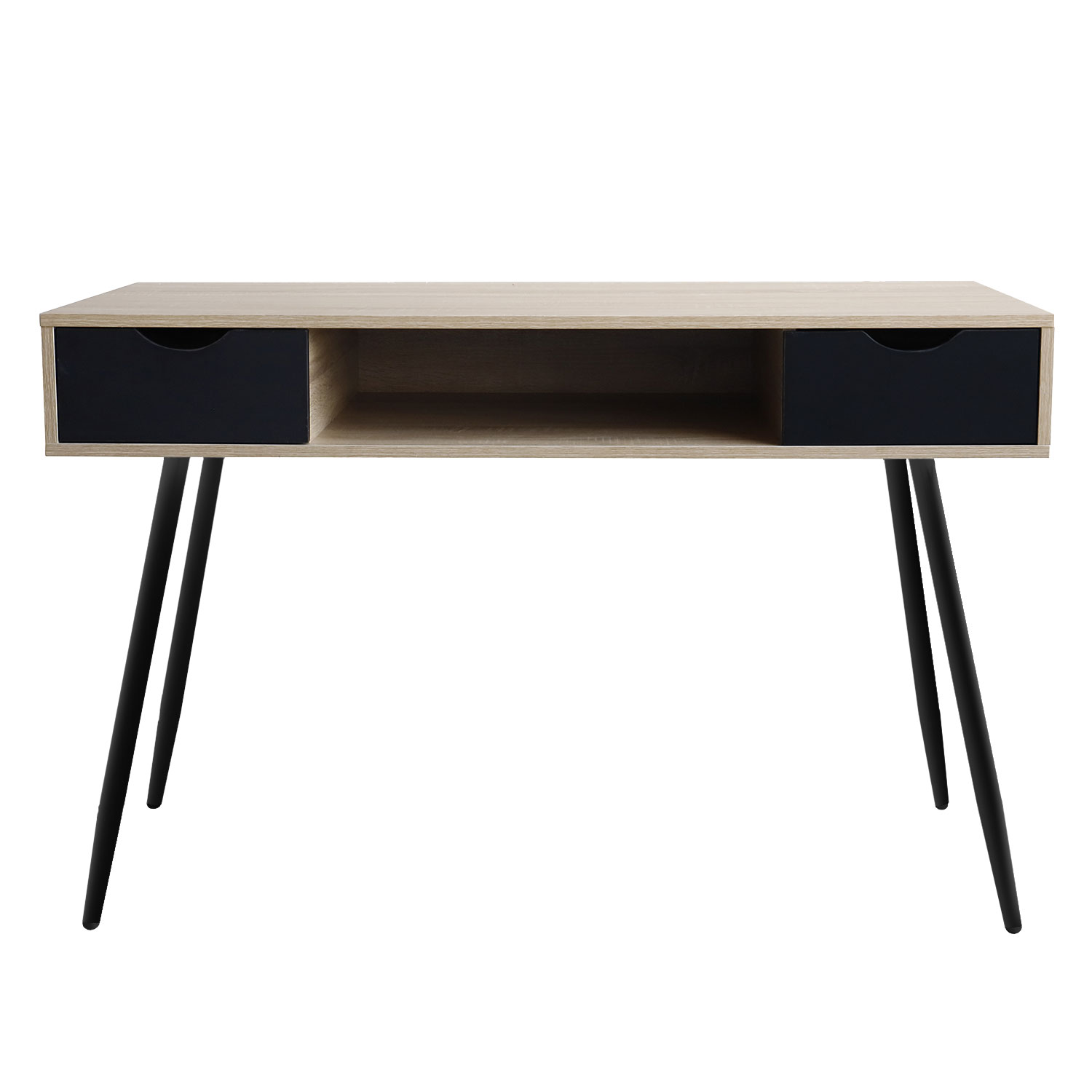 Bureau scandinave bois, tiroirs noirs BJORN