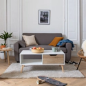 FREJA witte salontafel in scandinavische stijl met lade