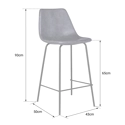 Lot de 2 tabourets de bar vintage LUCIEN gris foncé - Hauteur d'assise 65cm