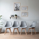 Lot de 4 chaises scandinaves NORA grises avec coussin