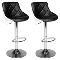 Lot de 2 tabourets de bar noir et blanc JASPER