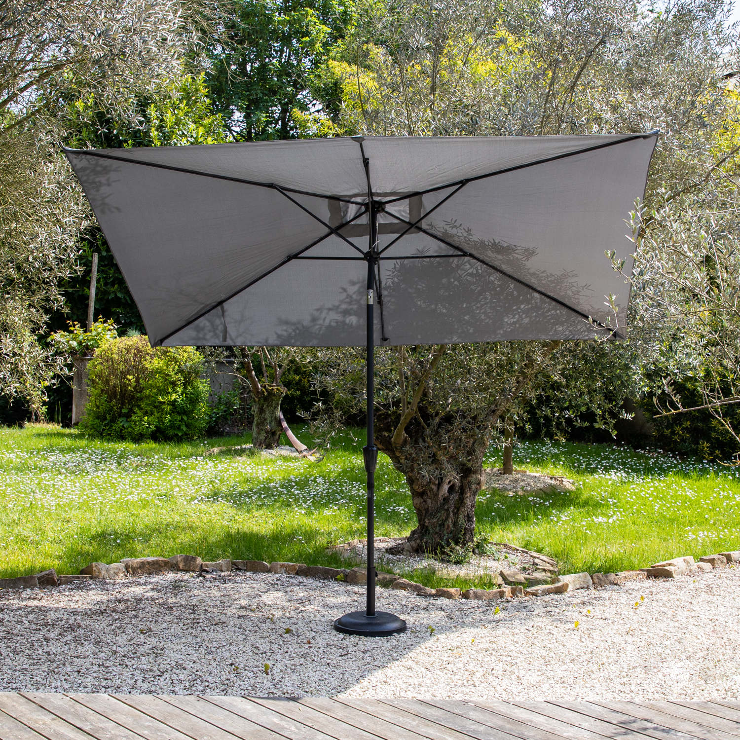 HAPUNA rechthoekige rechte parasol 2x3m grijs