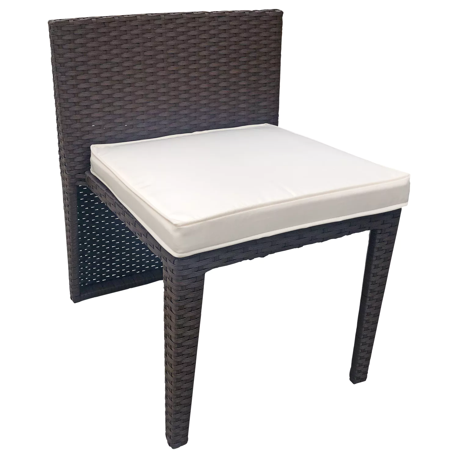 Salon de jardin encastrable SANTORIN en résine tressée marron 2 places - coussins ivoire