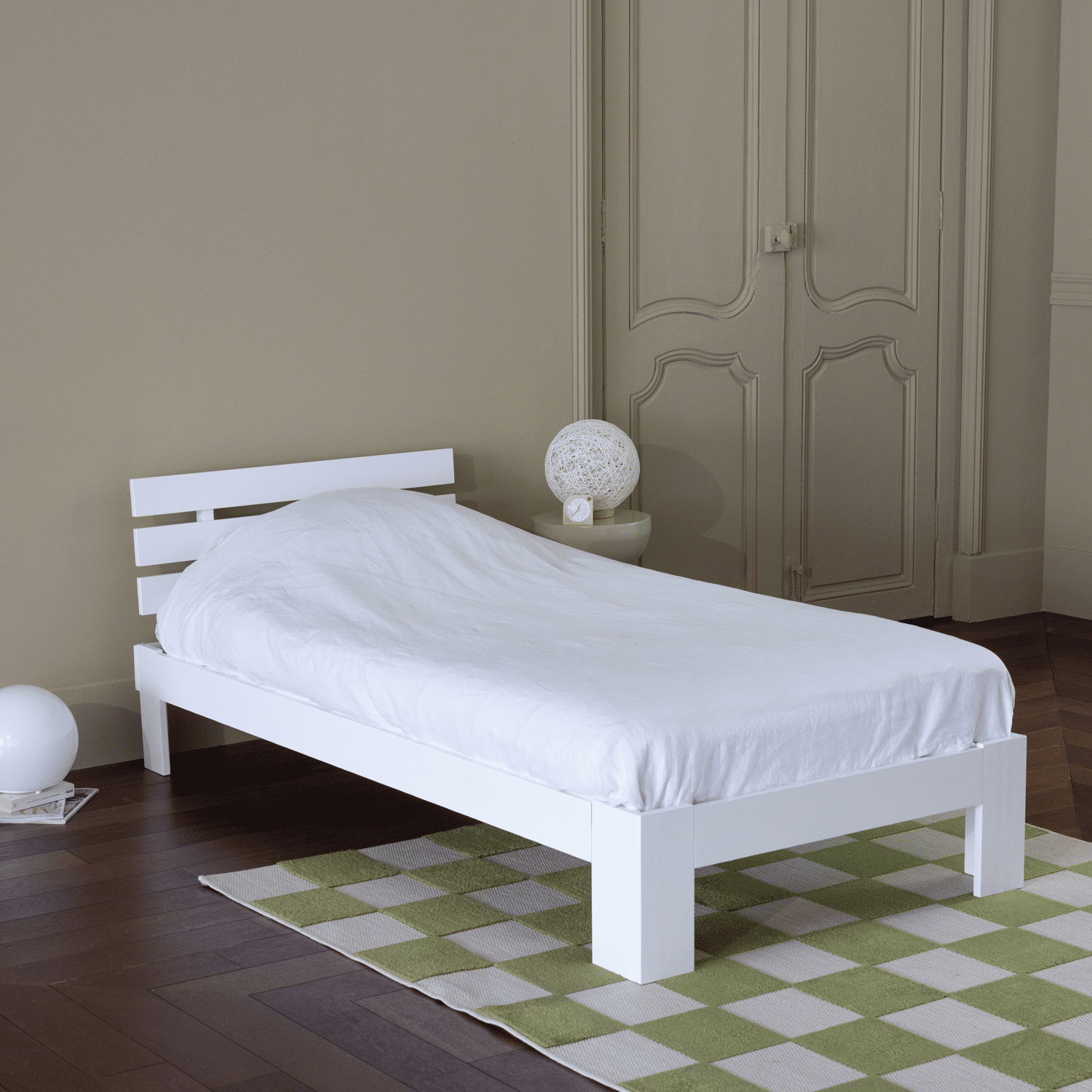 Letto in legno con testiera 90x190cm bianco FINN