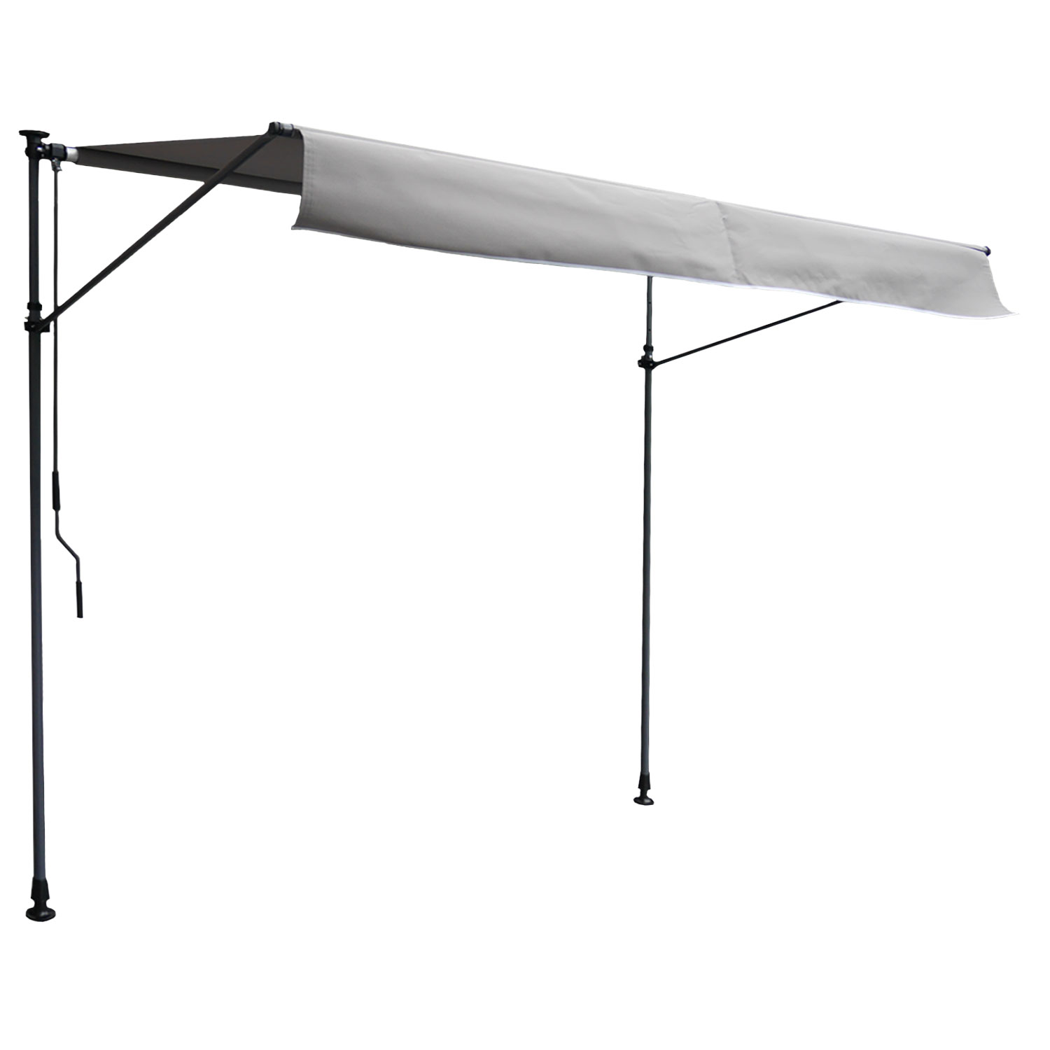 Toldo de varanda CHENE 3 × 1,2m - Tecido cinzento e armação cinzenta