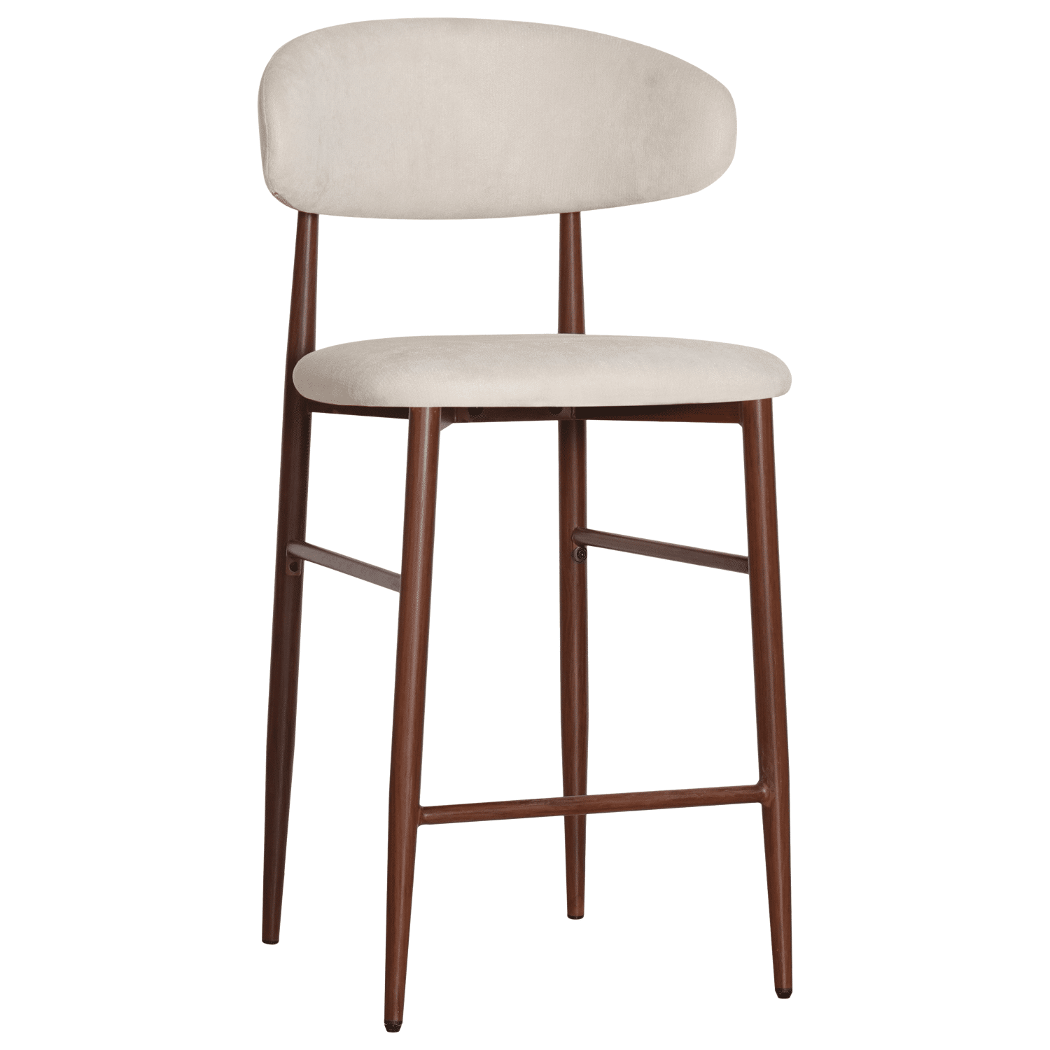 Lot de 2 tabourets de bar beige et métal effet bois foncé SIMON