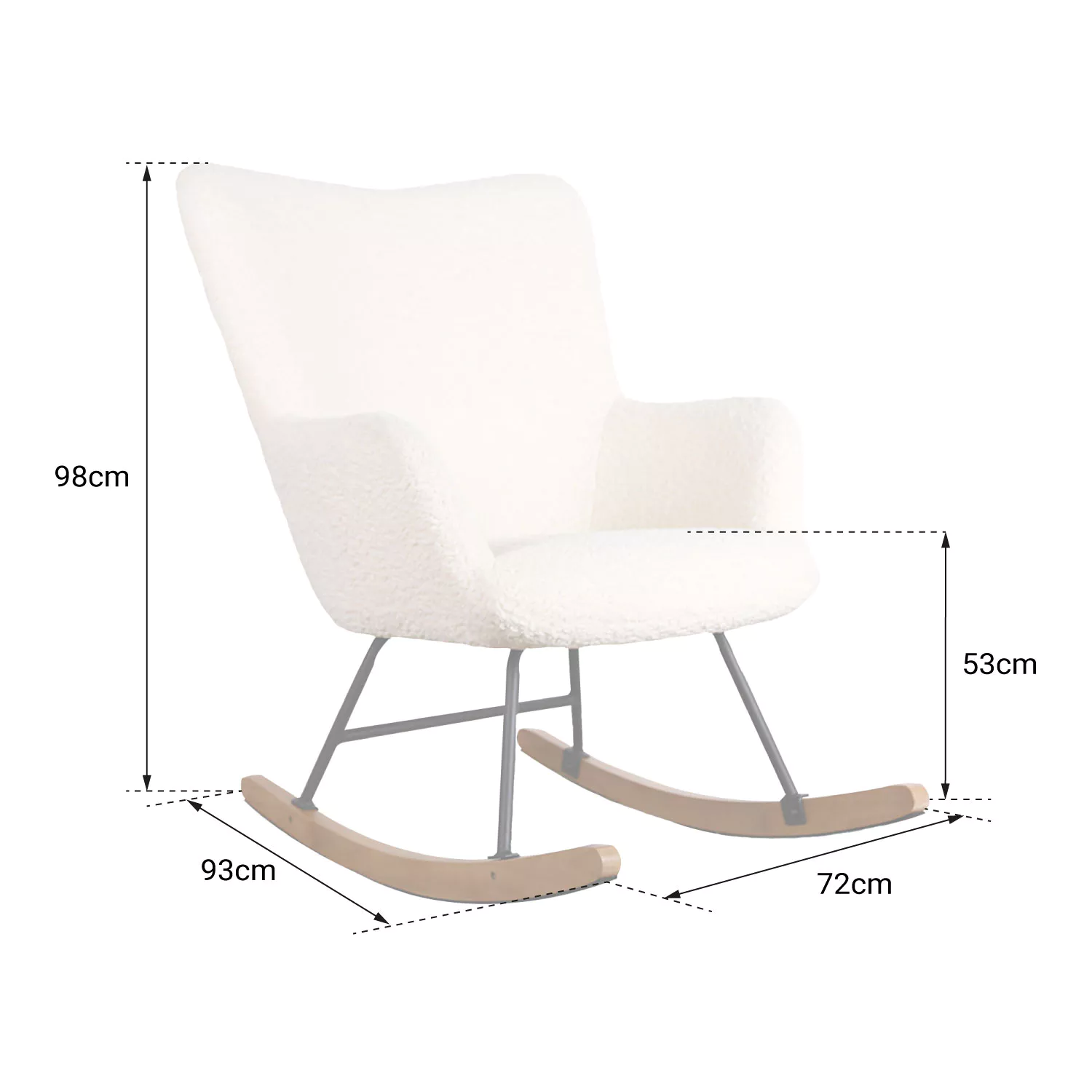 Fauteuil à bascule en tissu bouclette écru KAIRA