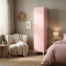 Armoire en métal 1 porte rose