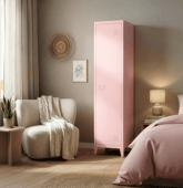 Armoire en métal 1 porte rose
