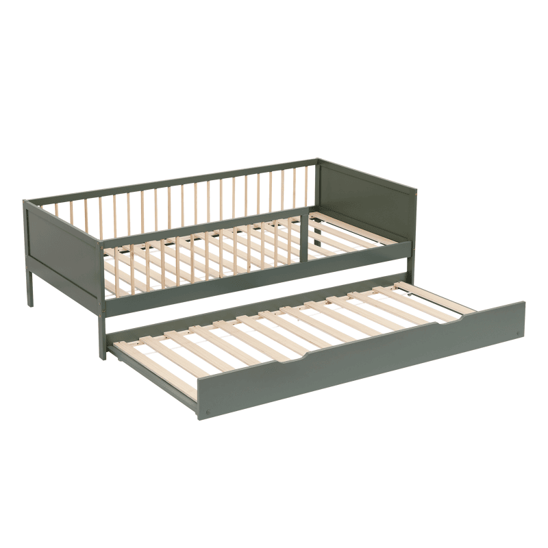 Lit Gigogne En Bois Bleu Foncé Adam - Sommier à Lattes - Rangeable Sous Le Lit Principal - Capacité 160 Kg - Happy Garden