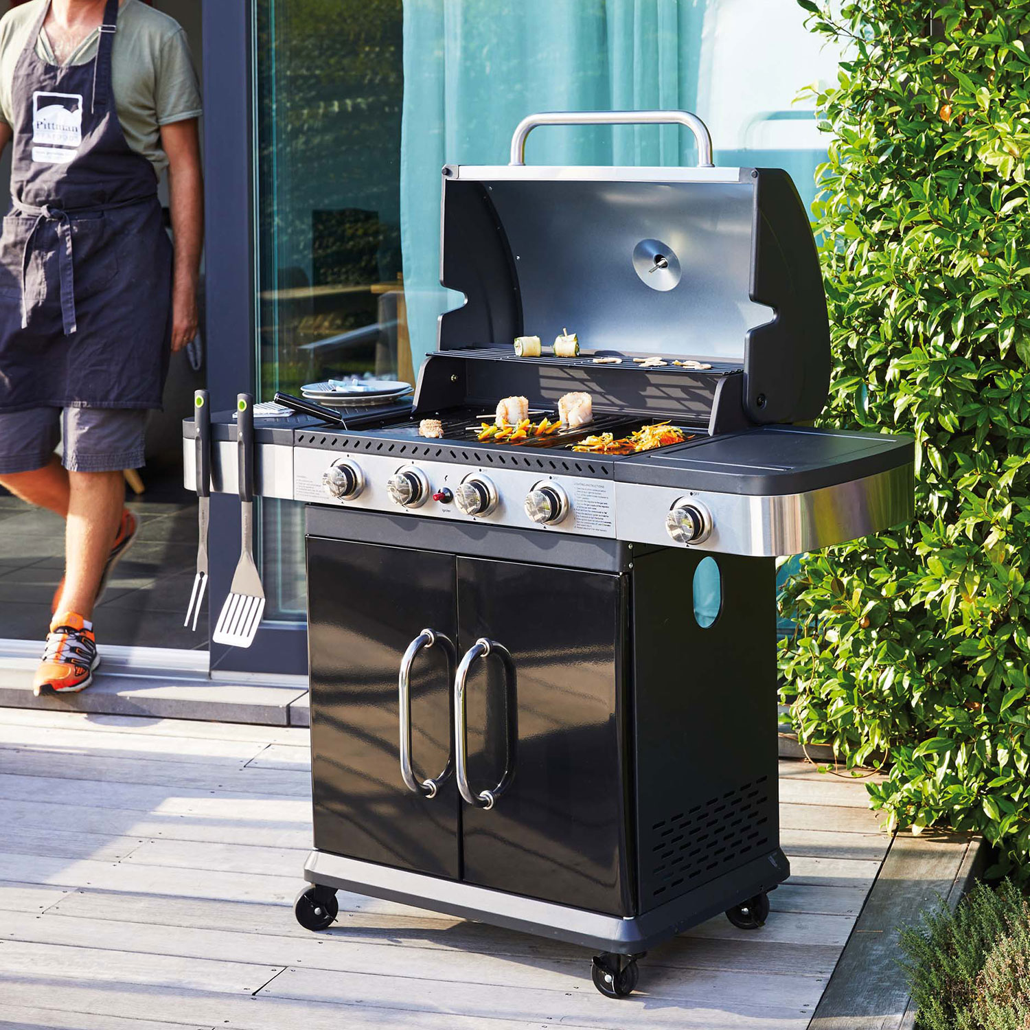 Cook'in Garden - Barbecue a gas FIDGI 4 con termometro - 4 bruciatori + fornello da 14,5kW